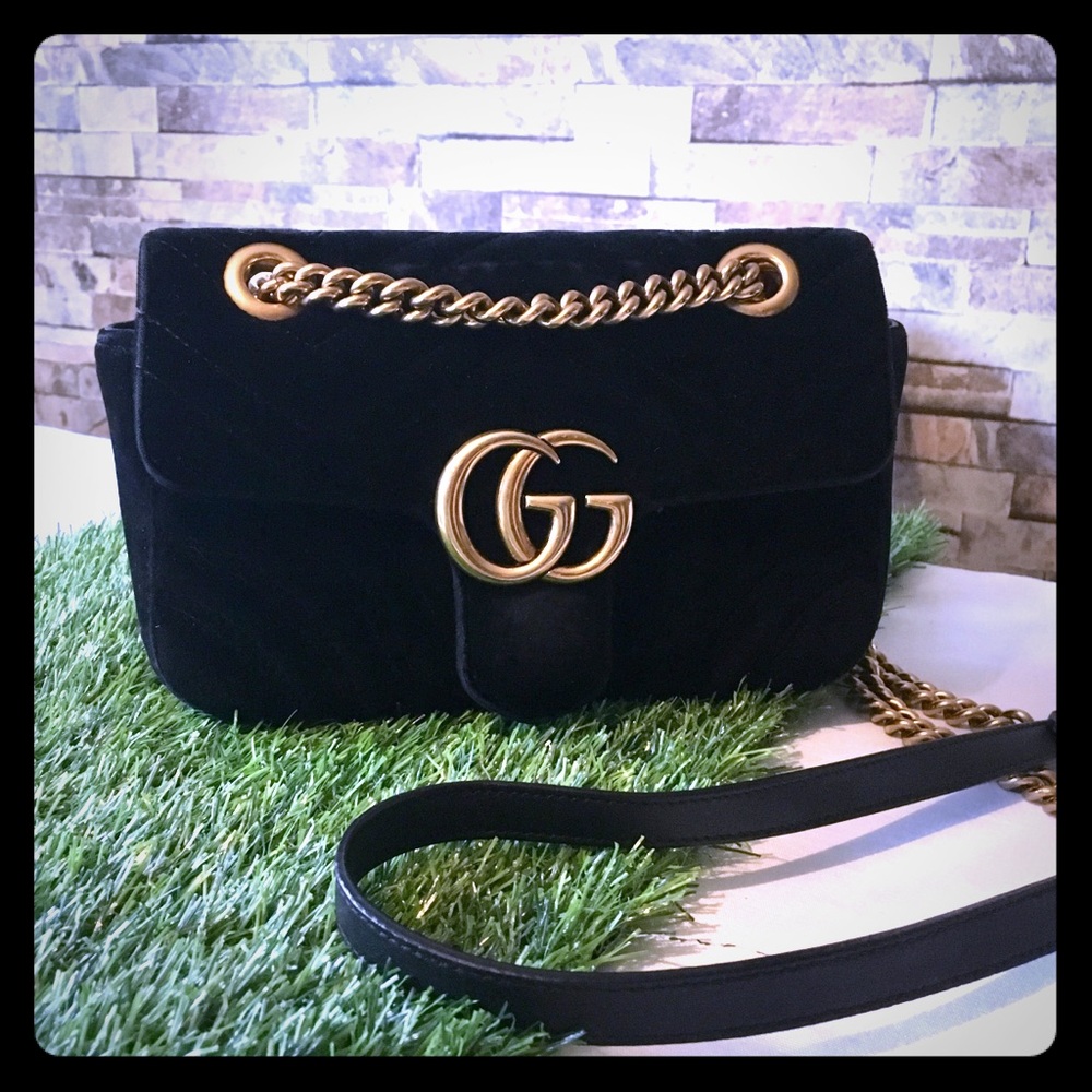 Gucci Velvet Matelassé Marmont Shoulder Bag